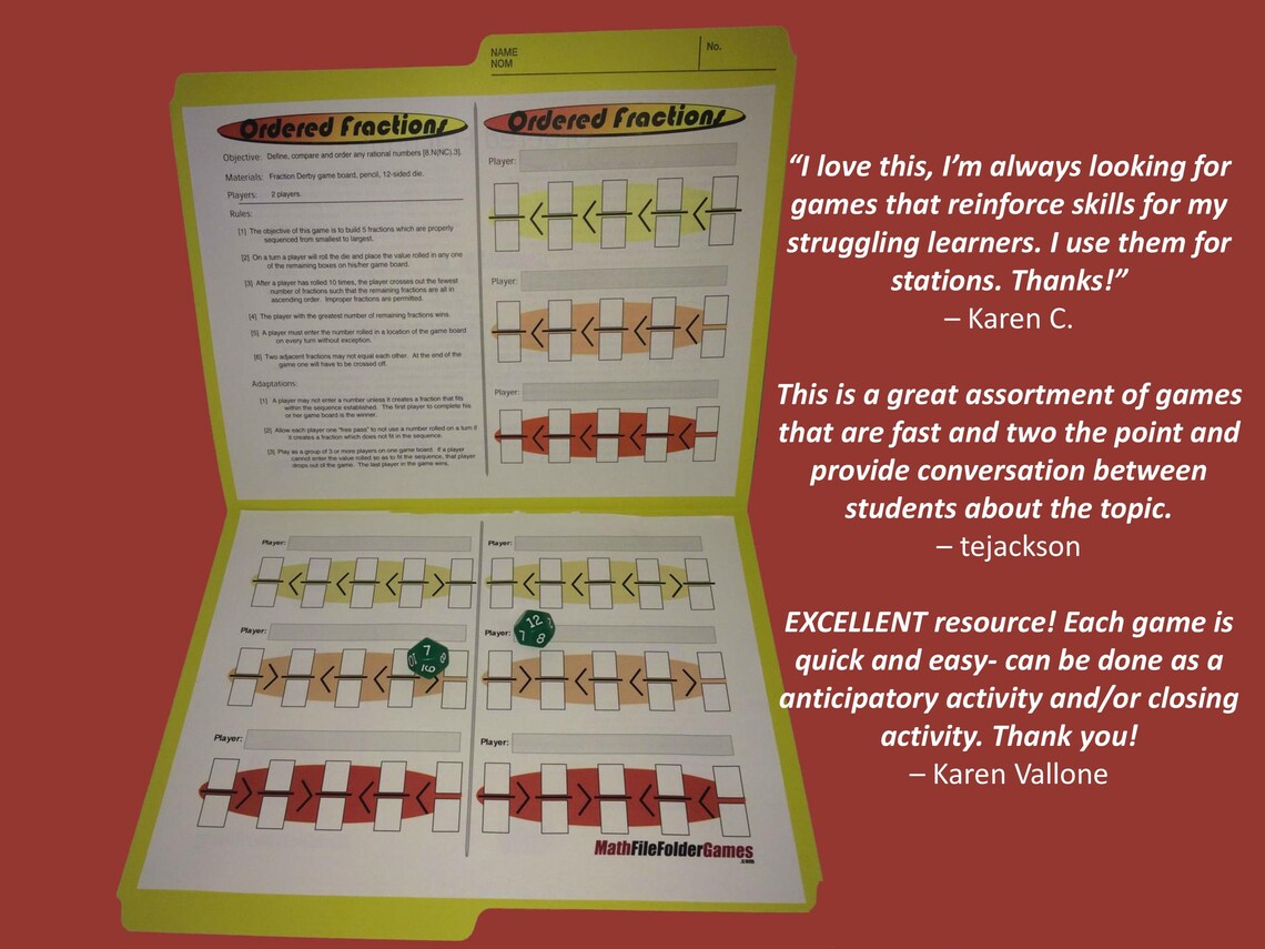 42 Printable Math Games for Middle School & Upper Elementary Students ...