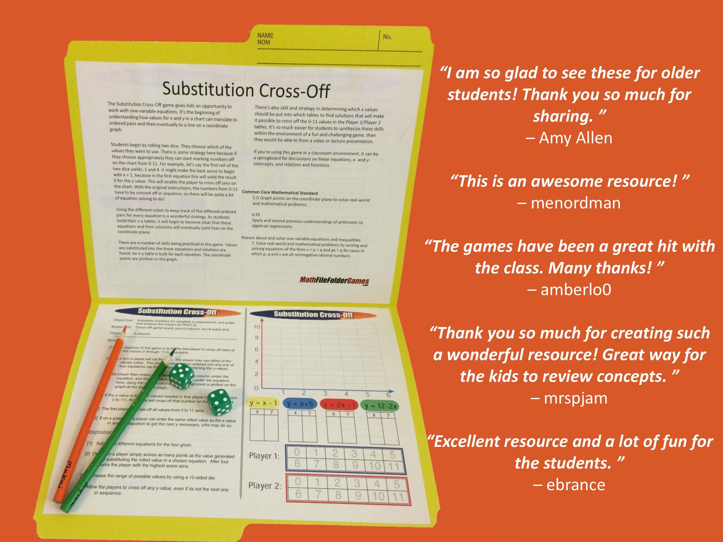 42 Printable Math Games for Middle School & Upper Elementary Students ...