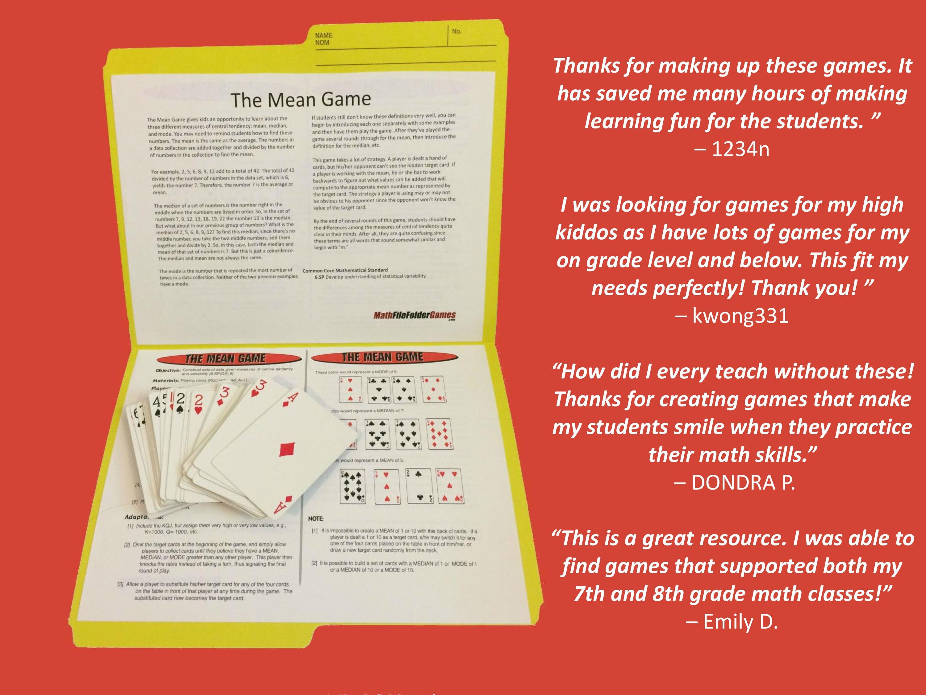 42 Printable Math Games for Middle School & Upper Elementary Students ...