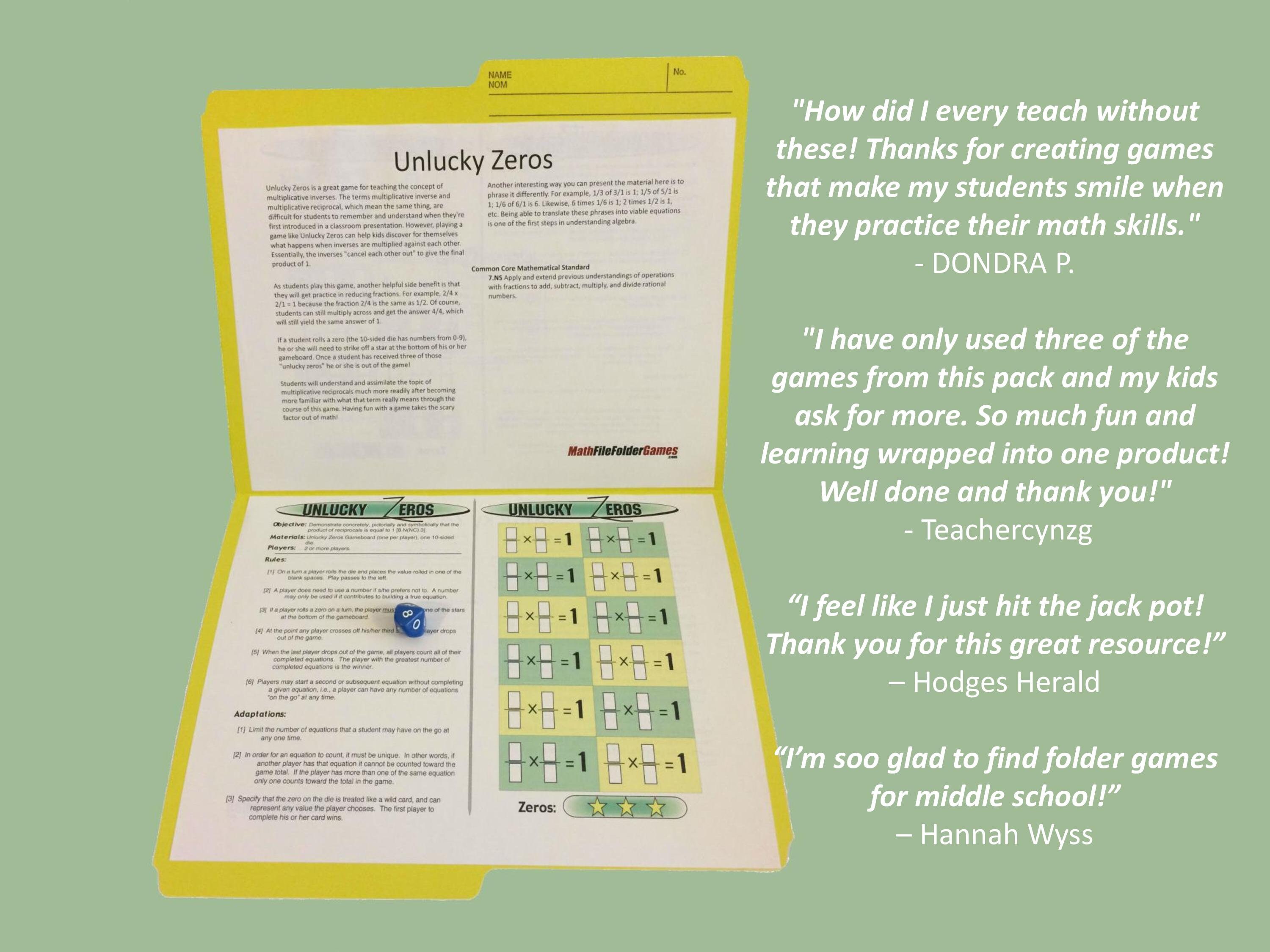 42 Printable Math Games for Middle School & Upper Elementary Students ...