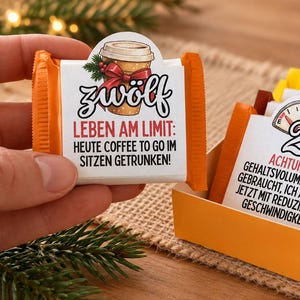 Adventskalender för kollegor på kontoret, 24 humoristiska adventskalendrar, 24 roliga talesätt, julklapp, Ritter Sport