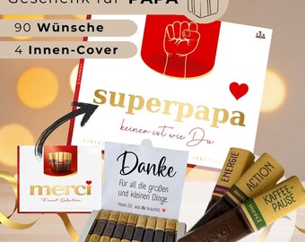 90 Merci Banderoles + Cover SUPERPAPA Download, Last Minute Gift Idea, Wishes, Gift Box Father's Day, Birthday, Little Thank You