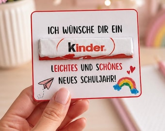 New school year greeting for students from teacher, back-to-school gift, Kinder chocolate bar, child's play, first day of school, printable template
