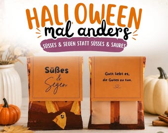 Halloween with a twist: Trick & Blessing labels with a message, the Christian Halloween alternative to trick and treat, download