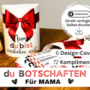 72 Duplo banderoles MAMA download, mensagens para VOCÊ, ideia de presente de última hora, elogios, caixa de presente de Dia das Mães, chocolate, coisinha