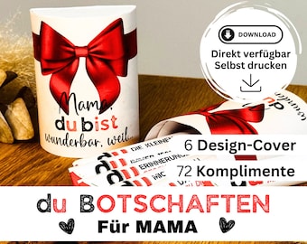 72 Duplo Banderolen MAMA Download, DU Botschaften, Last Minute Geschenk Idee, Komplimente, Geschenkbox Muttertag, Schokolade, Kleinigkeit