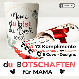 72 involucri Duplo per la mamma: messaggi affettuosi e complimenti, idea regalo, confezione regalo per la festa della mamma, stampabili, download PDF