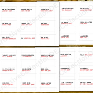May include: A set of 36 white cards with red text. Each card has a different phrase on it, such as "You are the best listener" or "You always make me laugh".