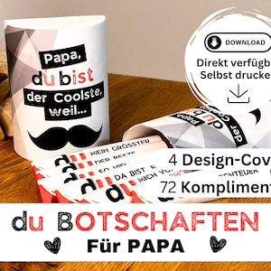 72 Duplo banderoles PAPA download, YOU messages, last minute gift idea, compliments, gift box Father's Day, birthday, little thing