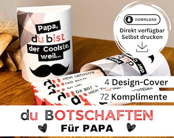 72 Duplo banderoles PAPA download, YOU messages, last minute gift idea, compliments, gift box Father's Day, birthday, little thing