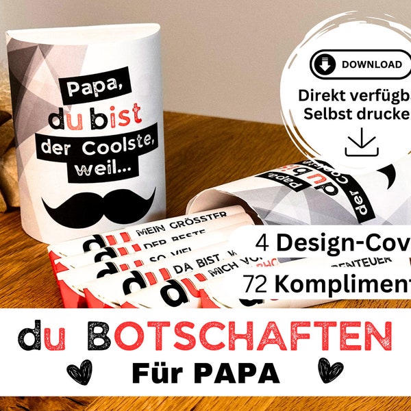 72 Duplo Banderolen PAPA Download, DU Botschaften, Last Minute Geschenk Idee, Komplimente, Geschenkbox Vatertag, Geburtstag, Kleinigkeit