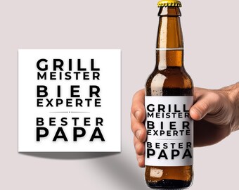 Rótulo de garrafa de cerveja, mestre da grelha, especialista em cerveja, melhor pai, presente de dia dos pais, aniversário, rótulo de cerveja, homem, ferramenta, banderola, rótulo