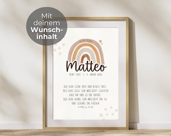Personalized christening poster with name, date & verse | My Christening wall art | Loving christening gift for children | Rainbow design | PDF
