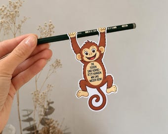 Monkey welcome greeting for the start of school, welcome gift for students, pencil topper, after the holidays, schoolchild, motivation