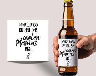 Beer wine bottle label for mom, thank you for being one of the cool moms, Mother's Day gift, birthday, banderole, woman, Mother's Day