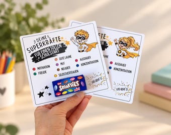 Smarties welcome greeting for the start of school, welcome gift for students, after the holidays, finally a schoolchild, motivation for starting school