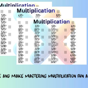 AI digital download of three bundle practice Multiplication sheets