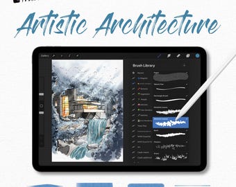 Artistic Architecture Procreate Brush Set, Procreate Brushes, Watercolour Brushes, Architecture Procreate Brushes, Architectural Rendering