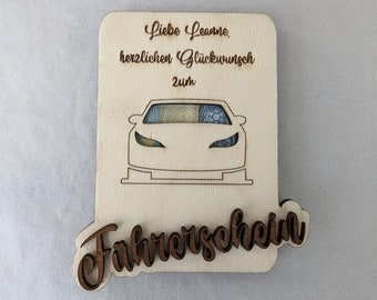 Personalisiertes Geschenk zum Führerschein * Geldgeschenk * Holz