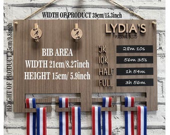 Running Medal and Personal Bests Display Board | Personal Bests Chalkboard Design | Running Medal and Bib Display Rack | Gifts for Runners