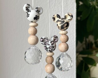 Maus Sonnenfänger • sun Catcher • Geschenk für Sie • Kristall• Maus Leopard Tatzen Blumen • Geschenkidee • Geschenk unter 10 Euro • Deko