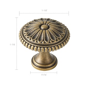 Solid Brass Cabinet Knobs: Octagonal, Ornate Hollow, Studded Design Hardware Handles Knob-G.1