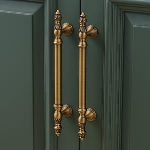 Brushed Antique Brass Cabinet Pull, Oval & Round Drawer Knob, Solid Brass Hardware Handle Bild 6