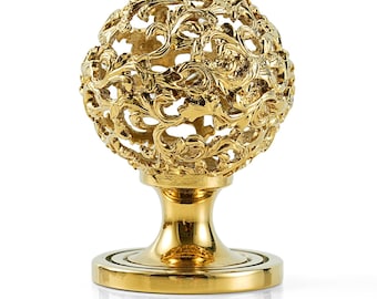 Handmade Ornate Hollow Brass Cabinet Knob, luxurious Furniture Handle