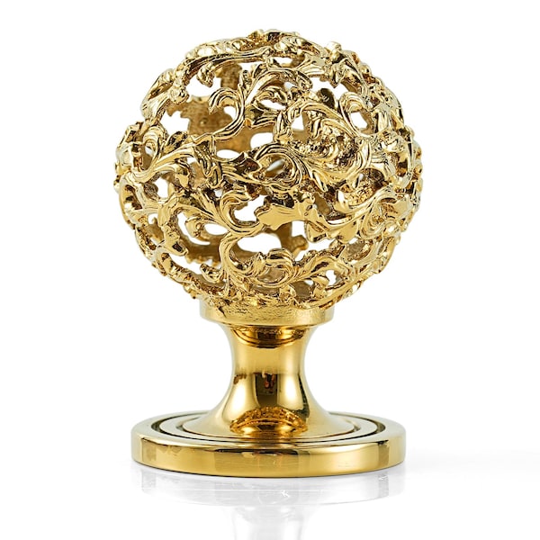 Handmade Ornate Hollow Brass Cabinet Knob, luxurious Furniture Handle