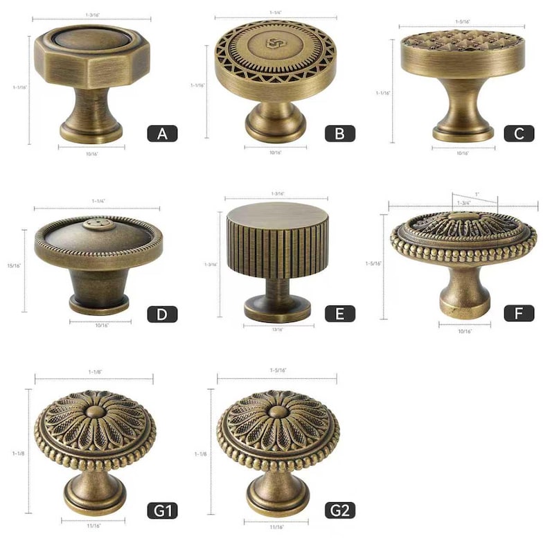 Solid Brass Cabinet Knobs: Octagonal, Ornate Hollow, Studded Design Hardware Handles bild 11