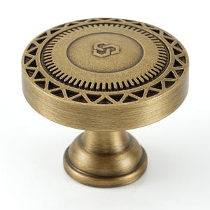 Solid Brass Cabinet Knobs: Octagonal, Ornate Hollow, Studded Design Hardware Handles Knob-B