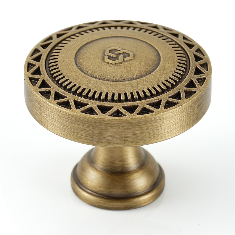Solid Brass Cabinet Knobs: Octagonal, Ornate Hollow, Studded Design Hardware Handles Knob-B