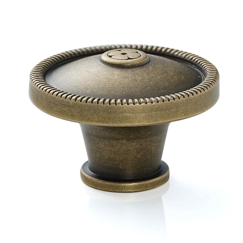 Solid Brass Cabinet Knobs: Octagonal, Ornate Hollow, Studded Design Hardware Handles Knob-D