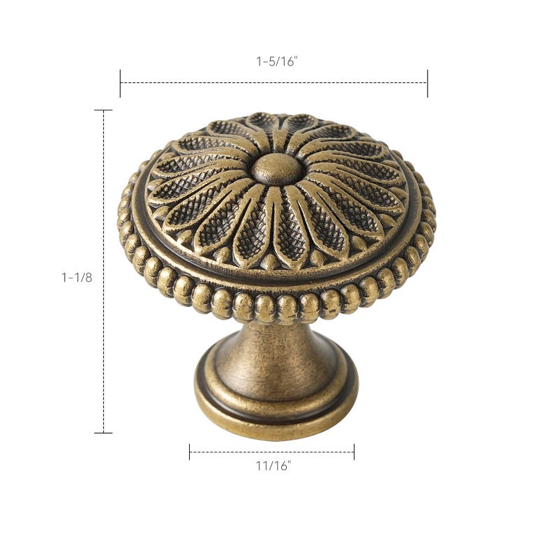 Solid Brass Cabinet Knobs: Octagonal, Ornate Hollow, Studded Design Hardware Handles Knob-G.2