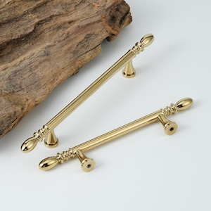 Solid Brass T Bar Cabinet Pull & Knob: Chrome, Gold Finish, Modern Home Decor