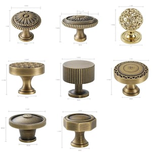 Solid Brass Cabinet Knobs: Octagonal, Ornate Hollow, Studded Design Hardware Handles bild 10