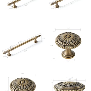 Brushed Antique Brass Cabinet Pull, Oval & Round Drawer Knob, Solid Brass Hardware Handle Bild 2