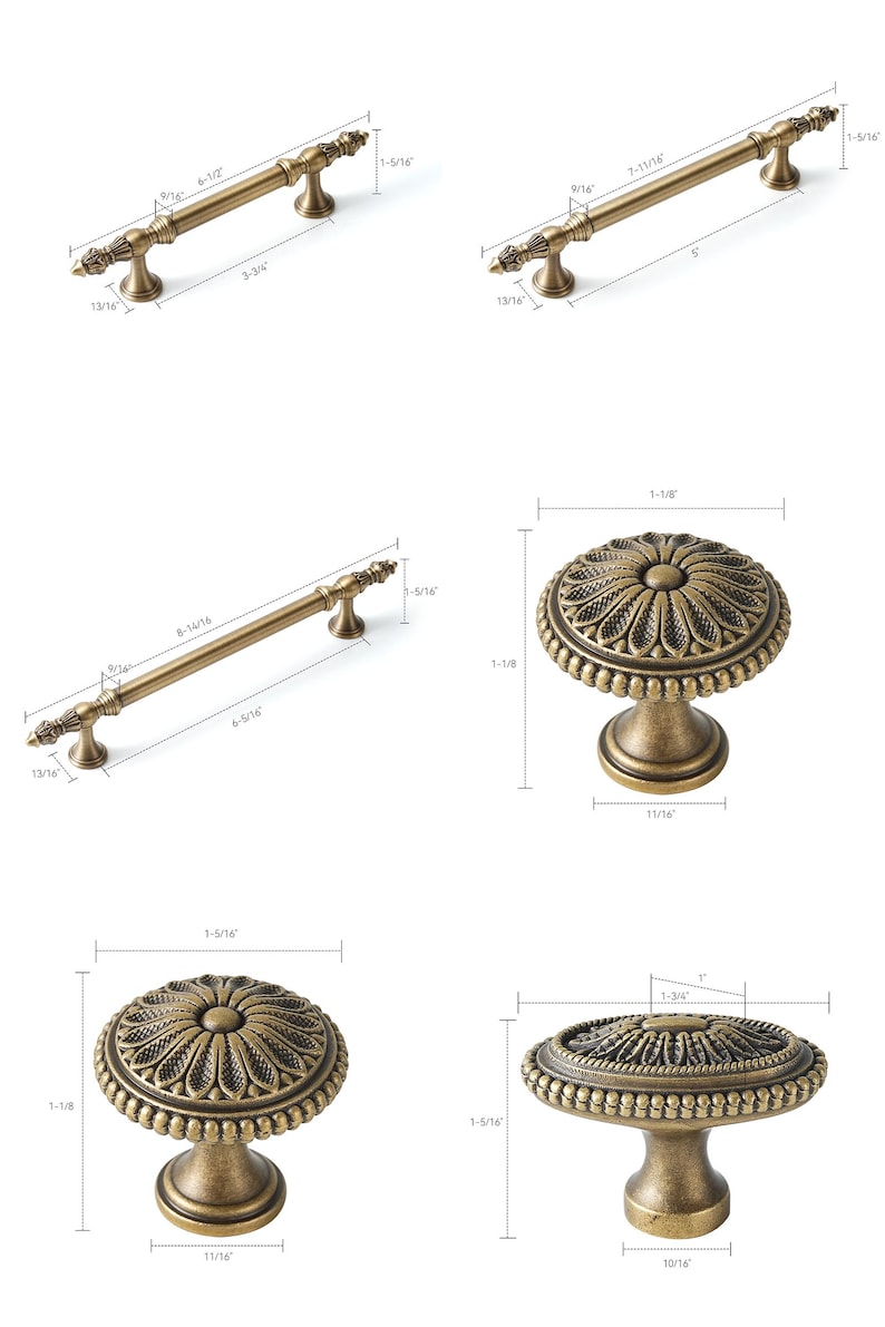 Brushed Antique Brass Cabinet Pull, Oval & Round Drawer Knob, Solid Brass Hardware Handle Bild 2