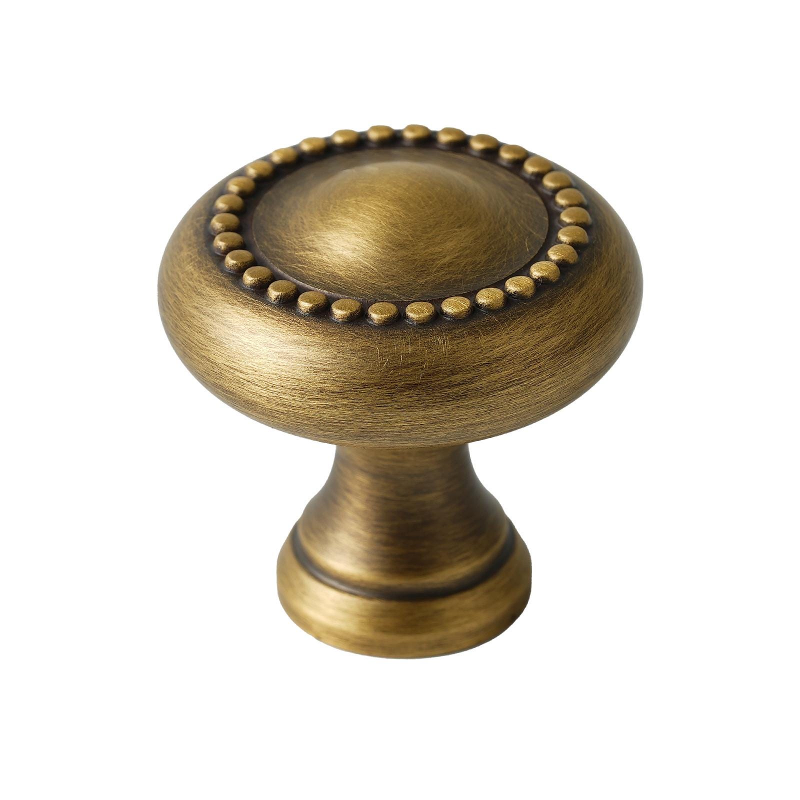 Solid Brass Cabinet Knob, 1-3/16" Diameter, Bright Chrome, Antique Brass Drawer Knob for Furniture Kitchen & Bathroom Fixture