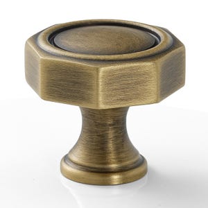 Solid Brass Cabinet Knobs: Octagonal, Ornate Hollow, Studded Design Hardware Handles Knob-A