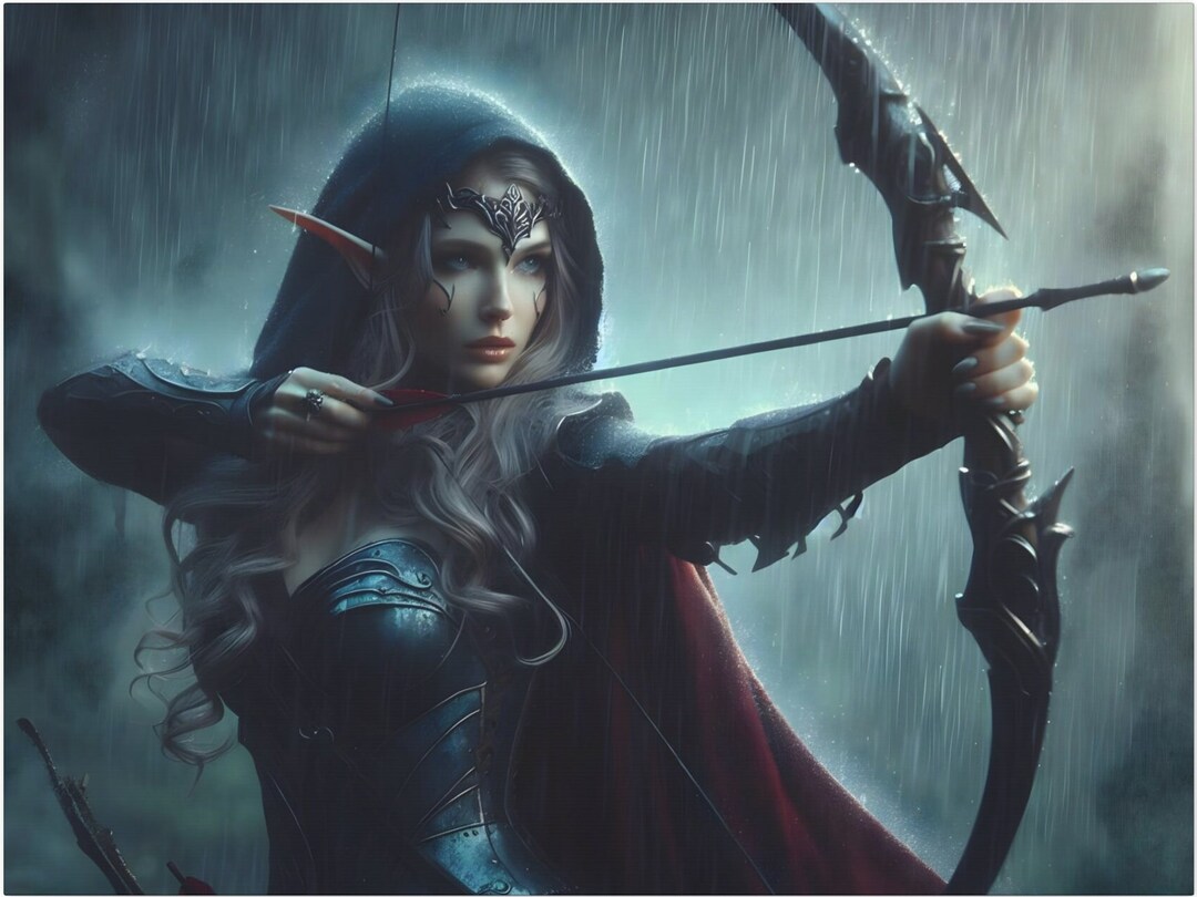 A Female Warrior Archer in the Midst of Battle Print,female Art,female ...