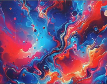 Vibrant Multi-Color Abstract Canvas Print | Oil on Water Art for Living Room