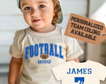 Custom Football Brother Shirt, Team Colors Toddler Tee