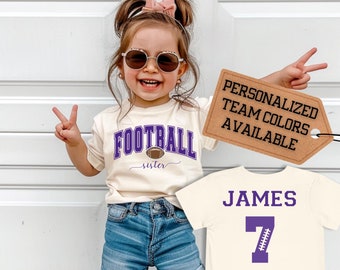Custom Football Sister Shirt, That&#39;s My Brother Football Shirt, Football Lil Sis T-Shirt, His Biggest Fan, Baby Sister Shirt, Team Purple