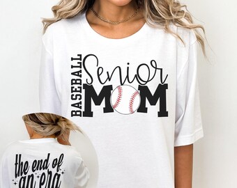 T-shirt baseball senior pour maman avec nom personnalisé du joueur, manches courtes et manches longues, T-shirt baseball senior maman ras du cou, baseball senior 2025