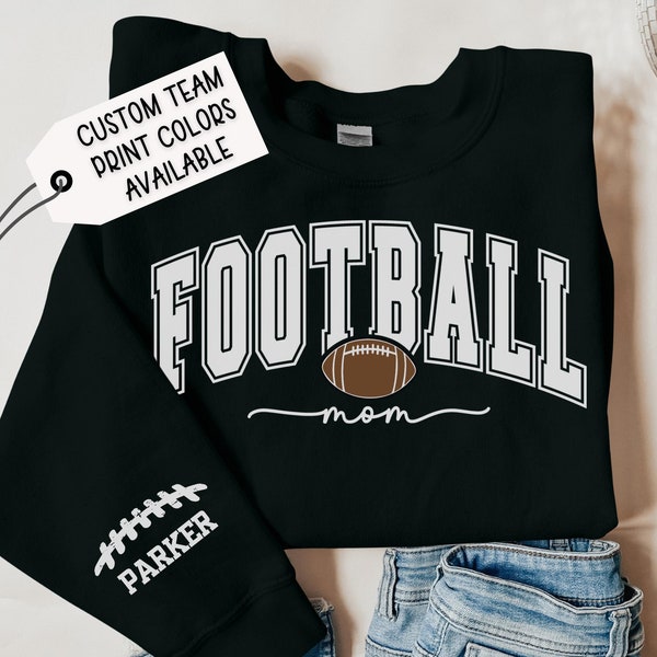 Personalized Football Mom Sweatshirt, Custom Name Sleeve