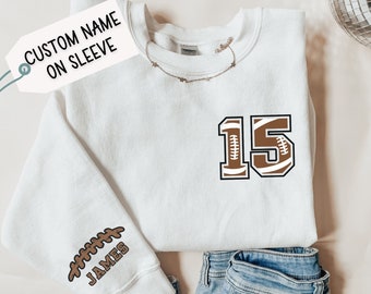 Football Girlfriend Sweatshirt With Player&#39;s Custom Name, Football Girlfriend Hoodie, Football Girlfriend Number Sweater