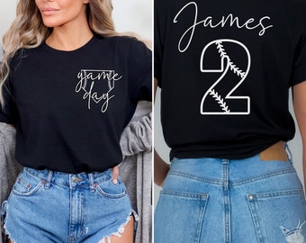 Personalized Baseball T-Shirt, Game Day Crewneck, Custom Name & Number