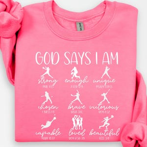 Sudadera cristiana de softbol con cuello redondo, suéter cristiano "Dios dice" para jóvenes y mujeres, regalo de softbol