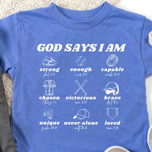Christian Baseball Shirt, Bible Verse Baseball T-Shirt, Boys Play Ball Shirt, Christian Toddler Shirt, Youth Baseball Player Gift, Tee Ball zdjęcie 1